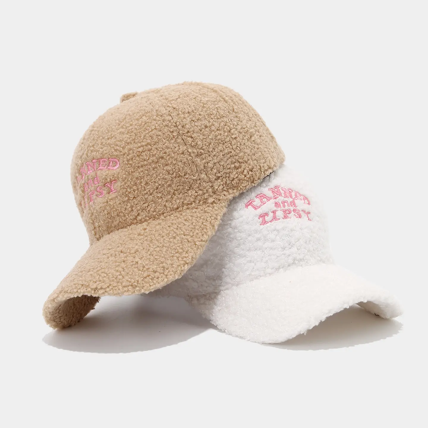 Women Warm Embroidered Baseball Cap Pink Letter