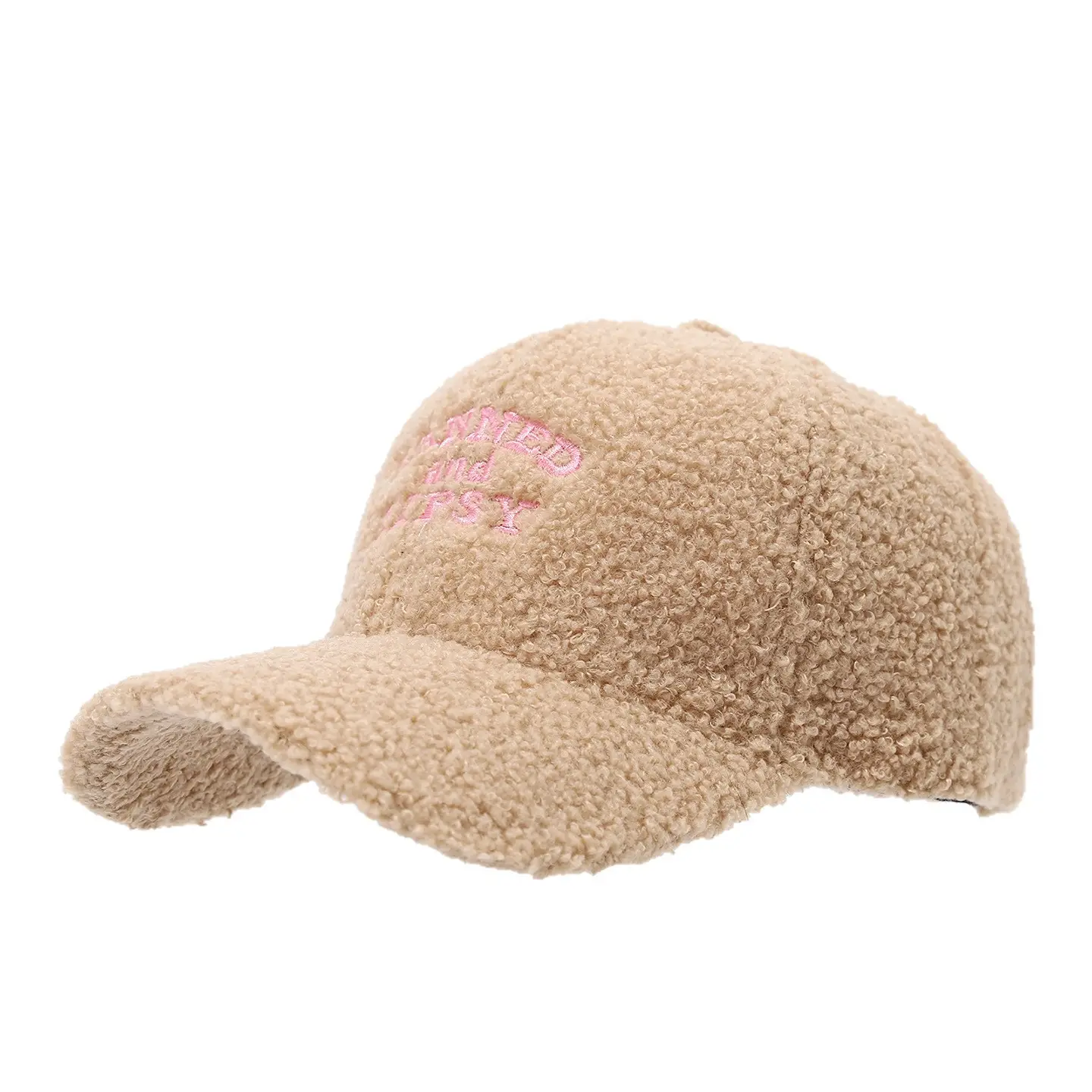 Women Warm Embroidered Baseball Cap Pink Letter