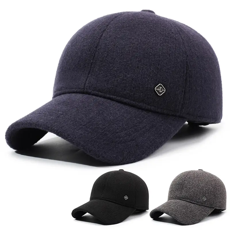 Men's Winter Velvet Cap Navy Blue Cold Proof