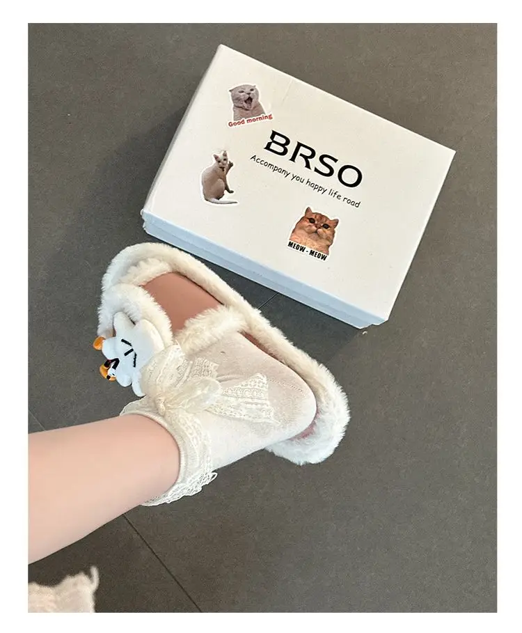 Cute Cartoon Mickey Gloves Open-Toe Furry Slippers for Women 2026 Autumn and Winter New Style Patchwork One-Strap Cotton Slippers Trendy Shoes — feature 11