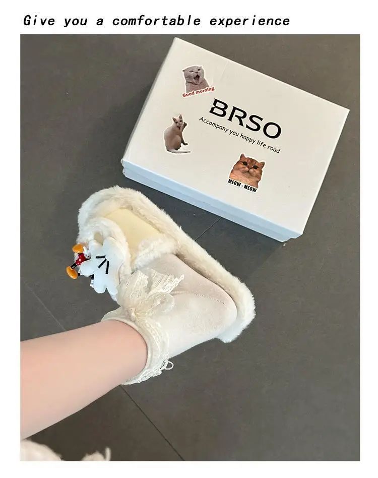 Cute Cartoon Mickey Gloves Open-Toe Furry Slippers for Women 2026 Autumn and Winter New Style Patchwork One-Strap Cotton Slippers Trendy Shoes — feature 8