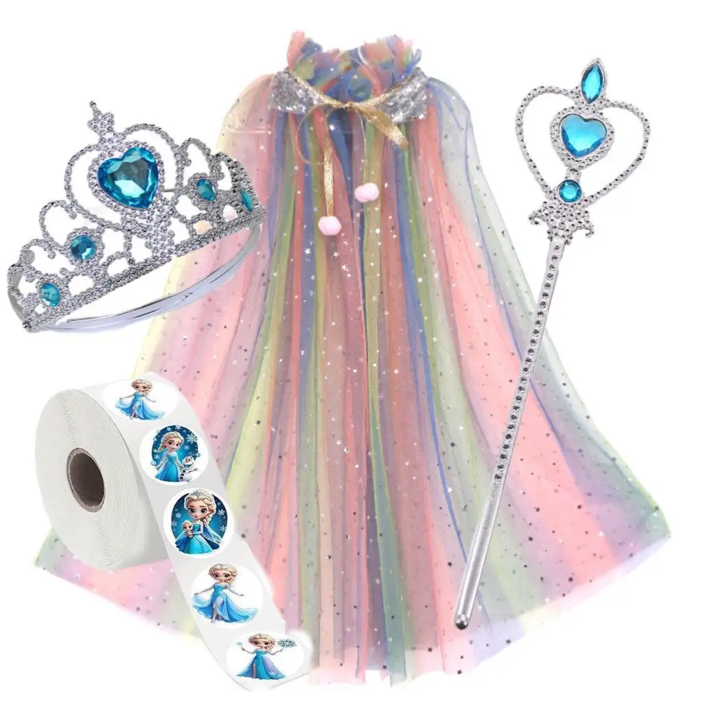 Frozen Veil Elsa Elsa Cloak Princess Shawl Sophia Cloak Girls Halloween Children's Dress up - Image 4