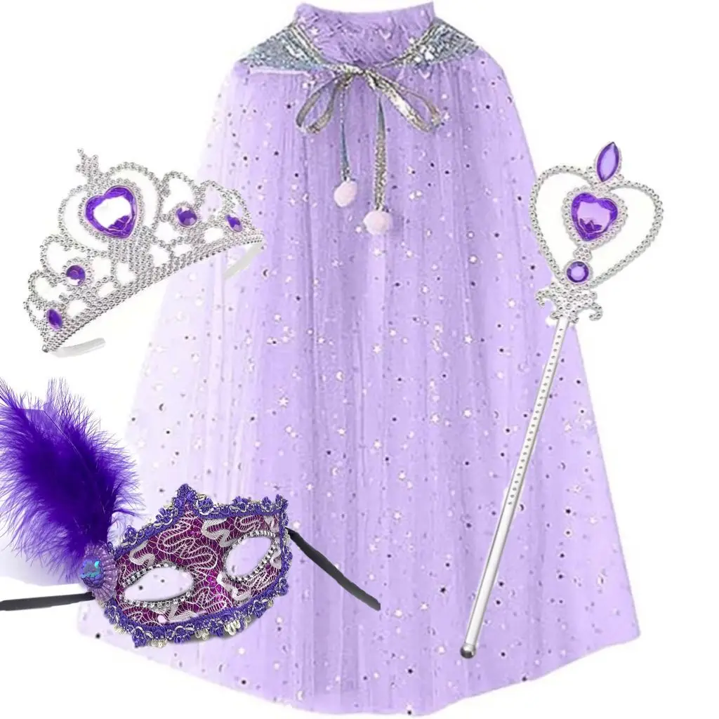 Frozen Veil Elsa Elsa Cloak Princess Shawl Sophia Cloak Girls Halloween Children's Dress up - Image 11