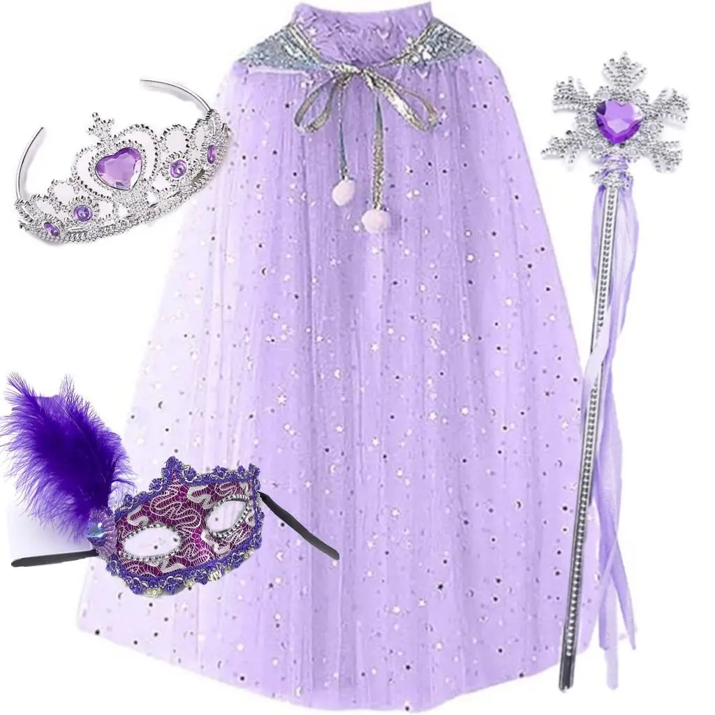 Frozen Veil Elsa Elsa Cloak Princess Shawl Sophia Cloak Girls Halloween Children's Dress up - Image 15