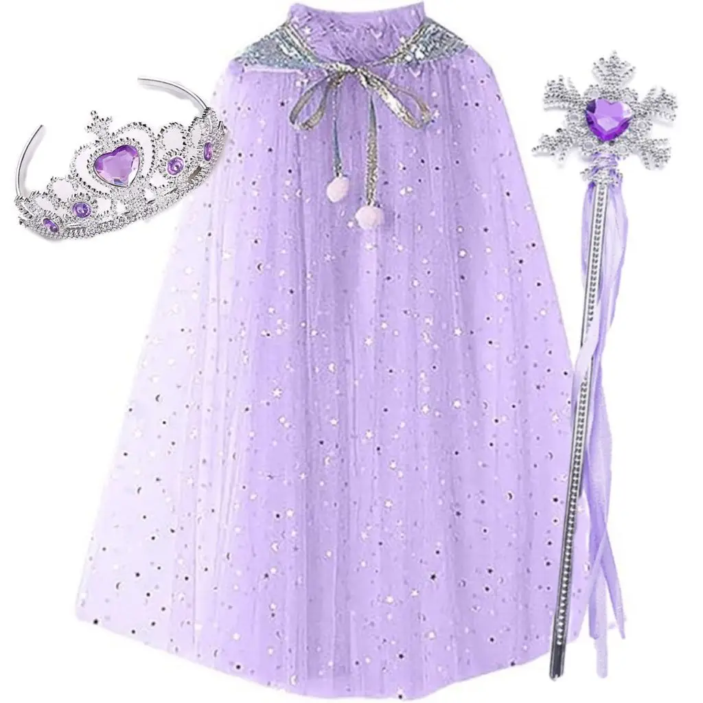Frozen Veil Elsa Elsa Cloak Princess Shawl Sophia Cloak Girls Halloween Children's Dress up - Image 23