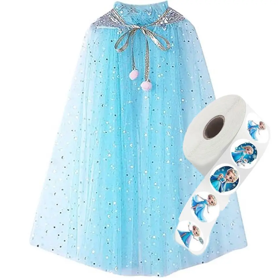 Frozen Veil Elsa Elsa Cloak Princess Shawl Sophia Cloak Girls Halloween Children's Dress up - Image 25
