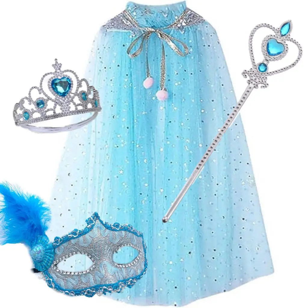 Frozen Veil Elsa Elsa Cloak Princess Shawl Sophia Cloak Girls Halloween Children's Dress up - Image 9