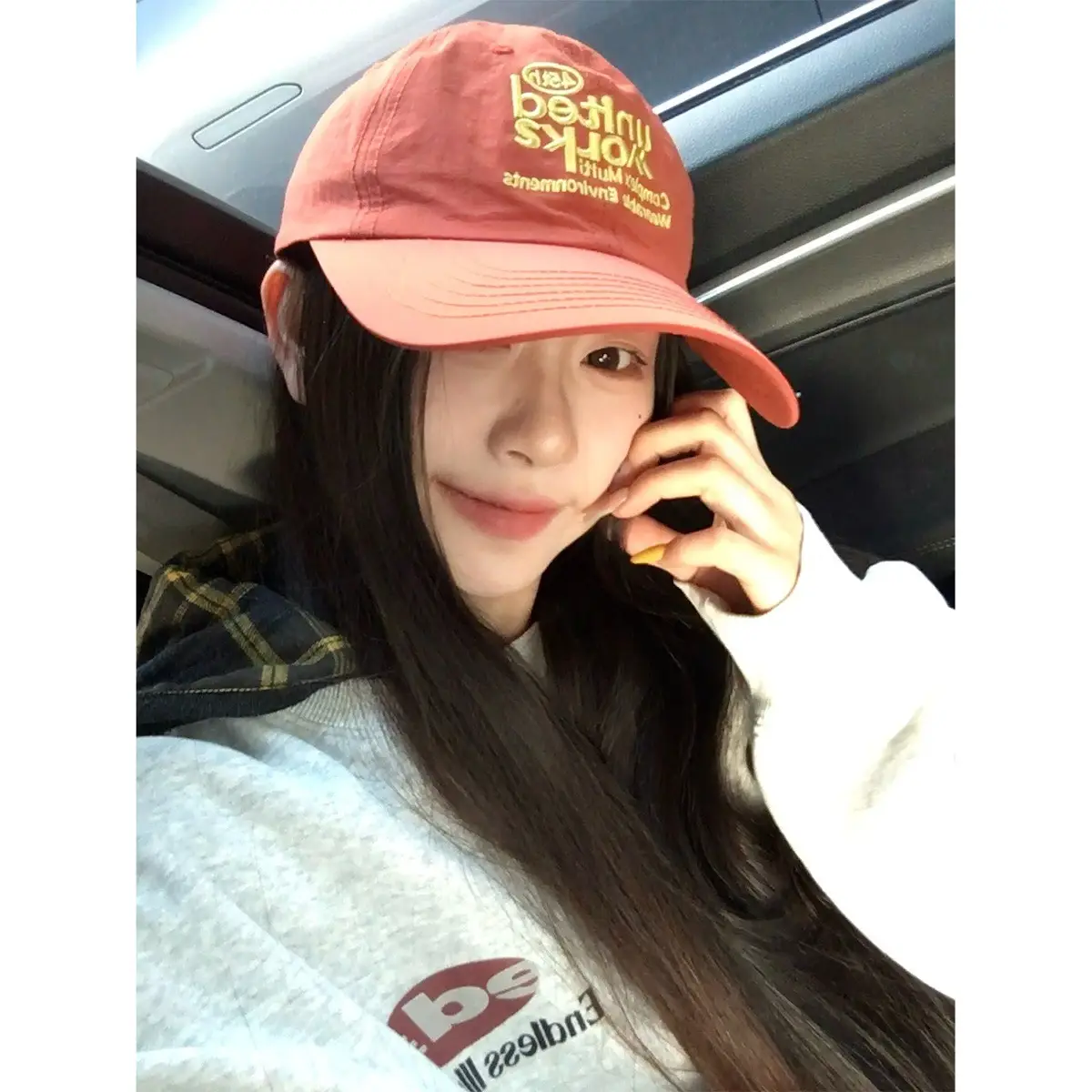 Women Baseball Cap with Yellow Logo, Durable Outdoor Sun Hat