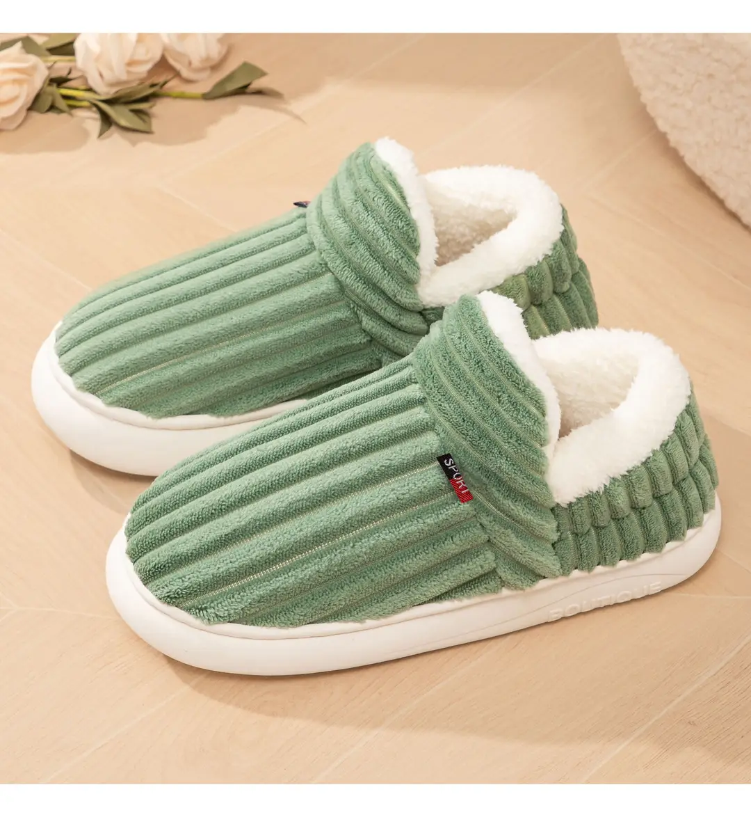 Women's Cotton Shoes for Home, Warm Furry Slippers, Lazy Shoes, Cross-Border Temu Large Size Cotton Slippers, Coral Fleece Lazy Shoes — feature 17