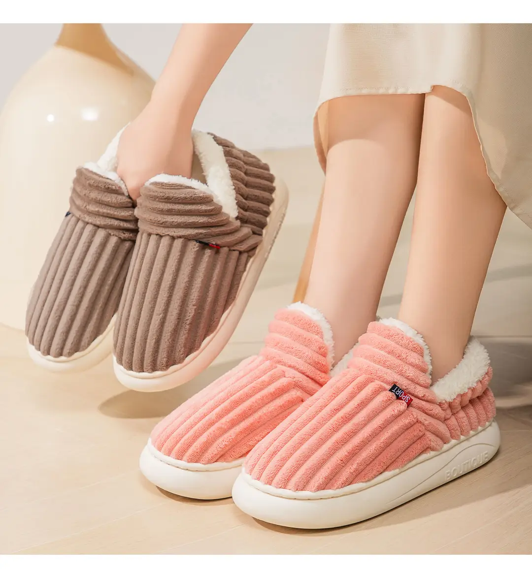 Women's Cotton Shoes for Home, Warm Furry Slippers, Lazy Shoes, Cross-Border Temu Large Size Cotton Slippers, Coral Fleece Lazy Shoes — feature 24