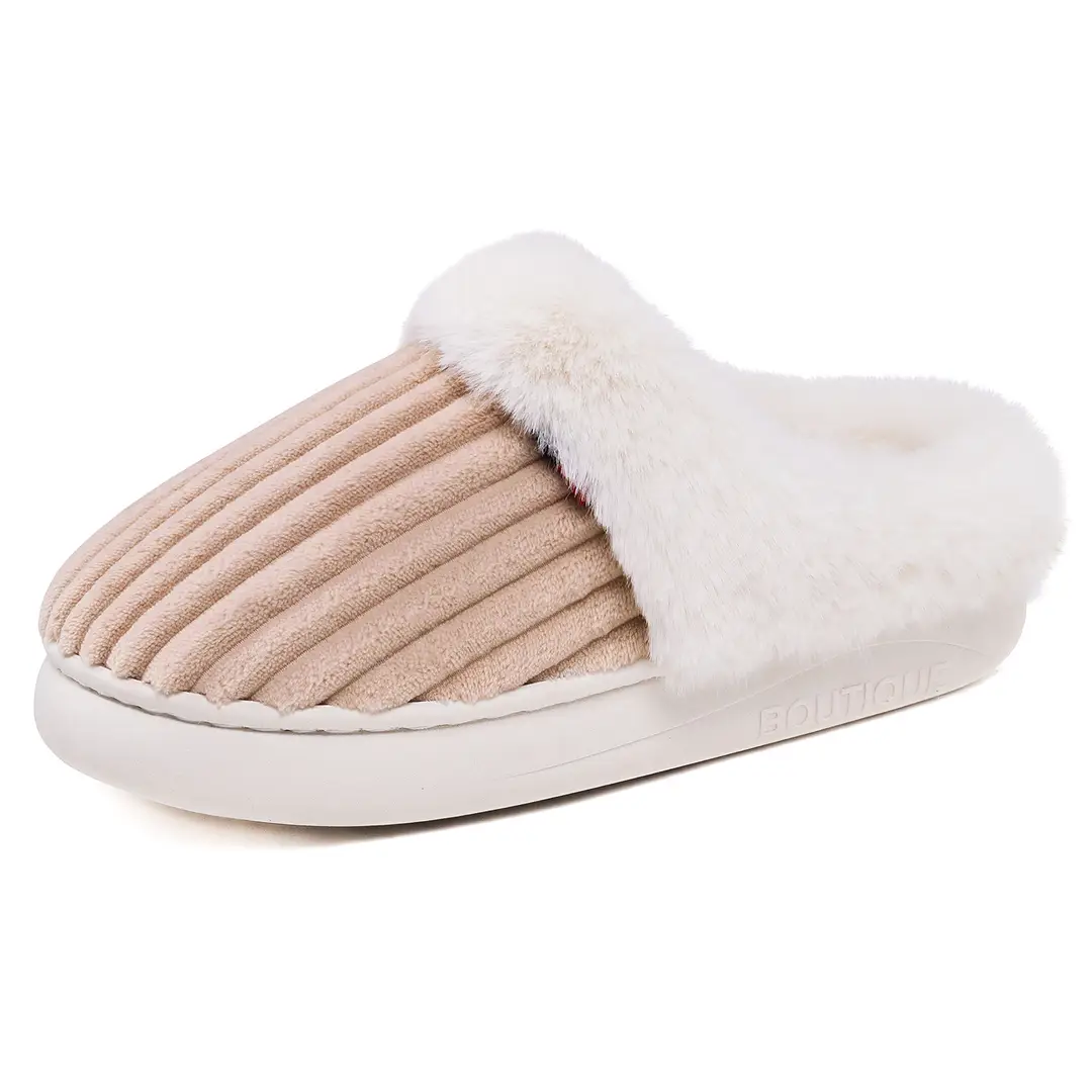 Women's Cotton Shoes for Home, Warm Furry Slippers, Lazy Shoes, Cross-Border Temu Large Size Cotton Slippers, Coral Fleece Lazy Shoes