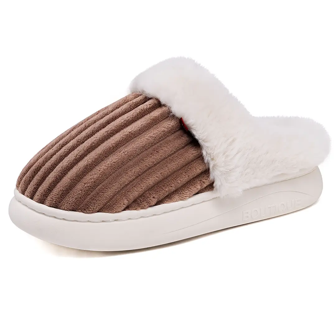 Women's Cotton Shoes for Home, Warm Furry Slippers, Lazy Shoes, Cross-Border Temu Large Size Cotton Slippers, Coral Fleece Lazy Shoes