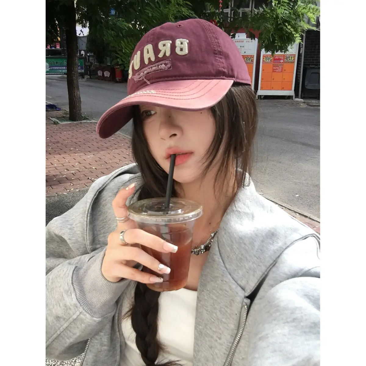 Vintage Two-Tone Baseball Cap for Women Sweet Cool Casual Face-Slimming Duckbill Cap New Hat for Men