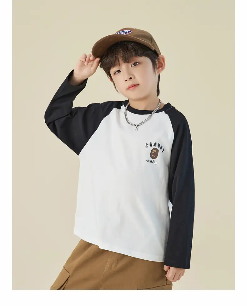 Duoduo Boys Cotton Long Sleeve T-Shirt Navy Blue Medium to XL — feature 28