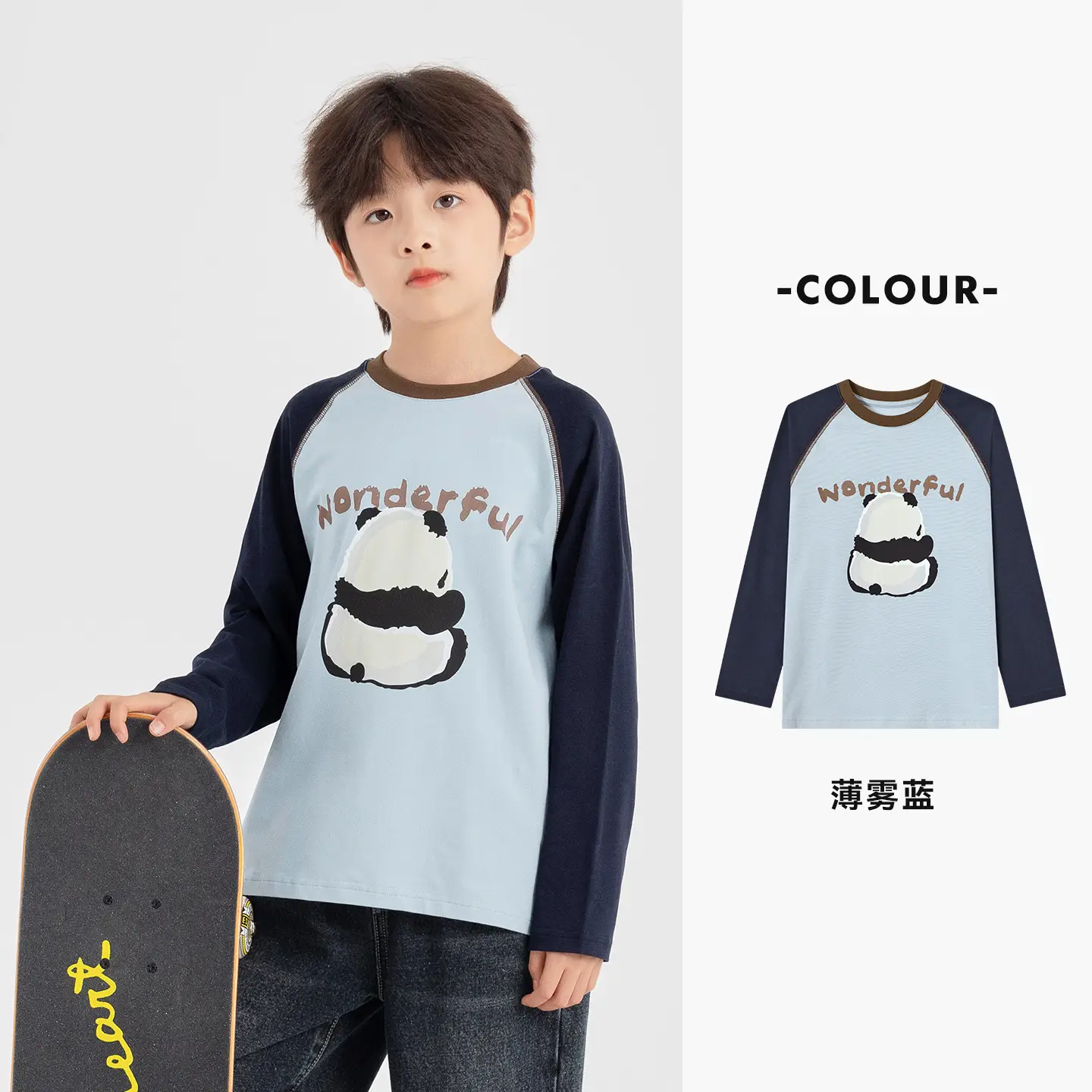 Duoduo Boys Cotton Long Sleeve T-Shirt Navy Blue Medium to XL - Image 22