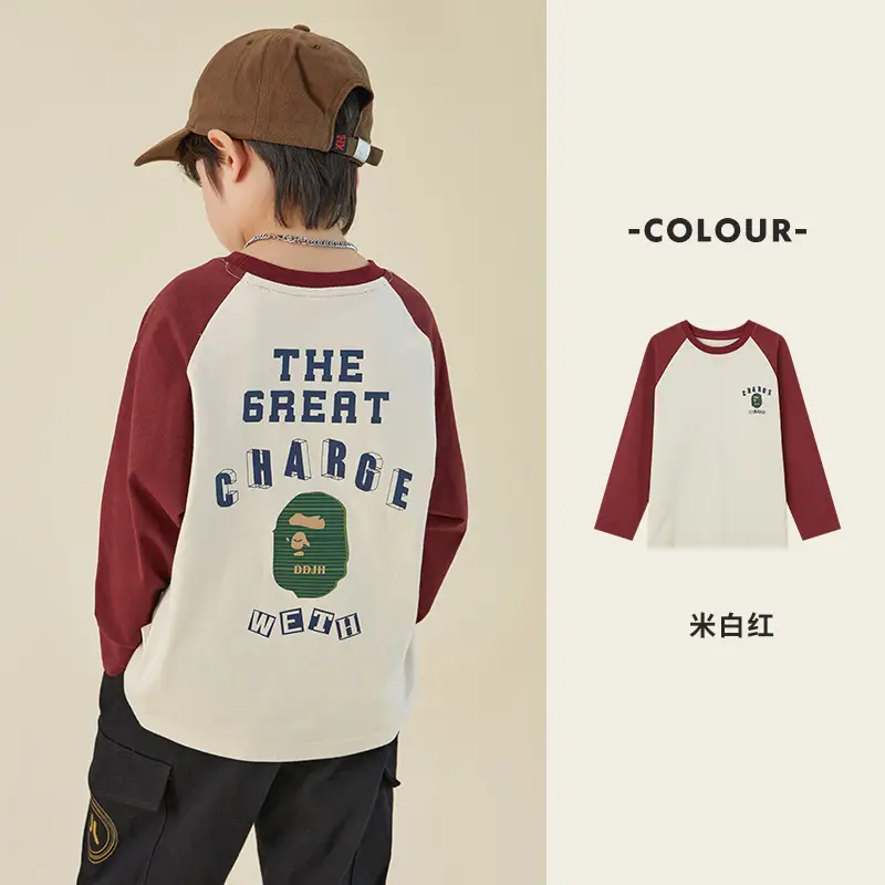 Duoduo Boys Cotton Long Sleeve T-Shirt Navy Blue Medium to XL - Image 3