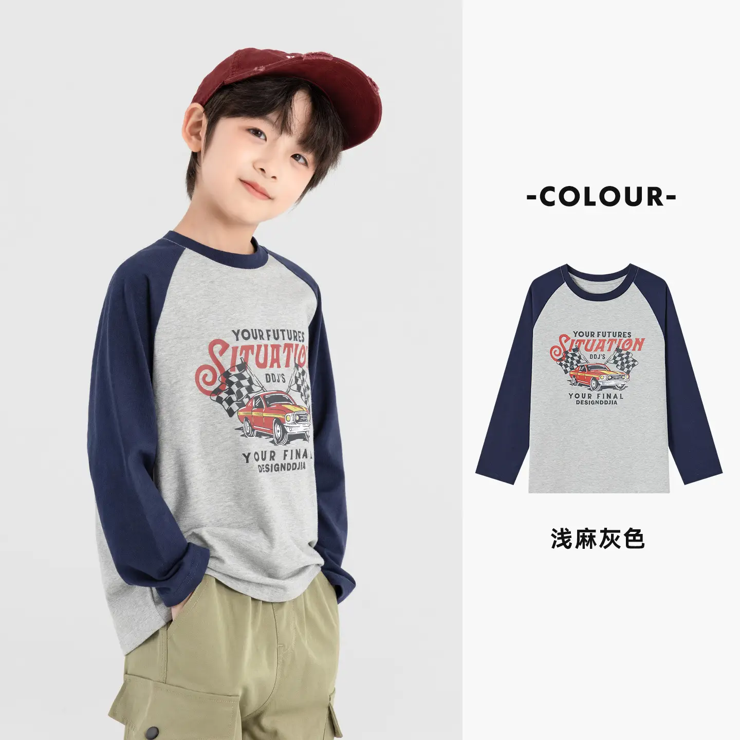 Duoduo Boys Cotton Long Sleeve T-Shirt Navy Blue Medium to XL - Image 5