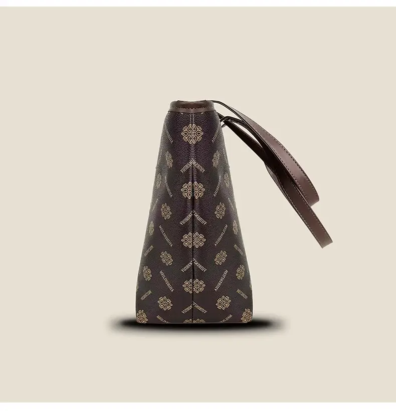 Retro Brown Patterned Shoulder Bag Large Capacity Women's Tote — feature 6