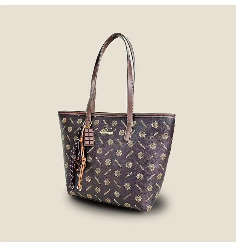 Retro Brown Patterned Shoulder Bag Large Capacity Women's Tote — feature 7