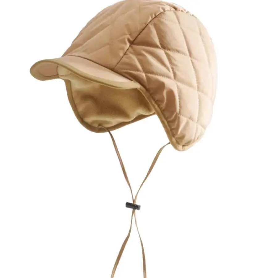 Women Winter Insulated Peaked Cap Hat Beige - Image 11
