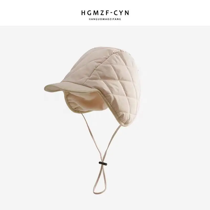 Women Winter Insulated Peaked Cap Hat Beige - Image 2