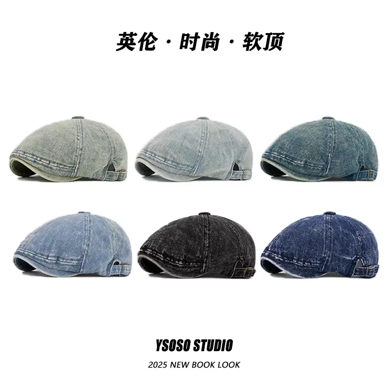 Japanese Style Denim Beret Women Summer Cap Men Forward Cap - Image 7