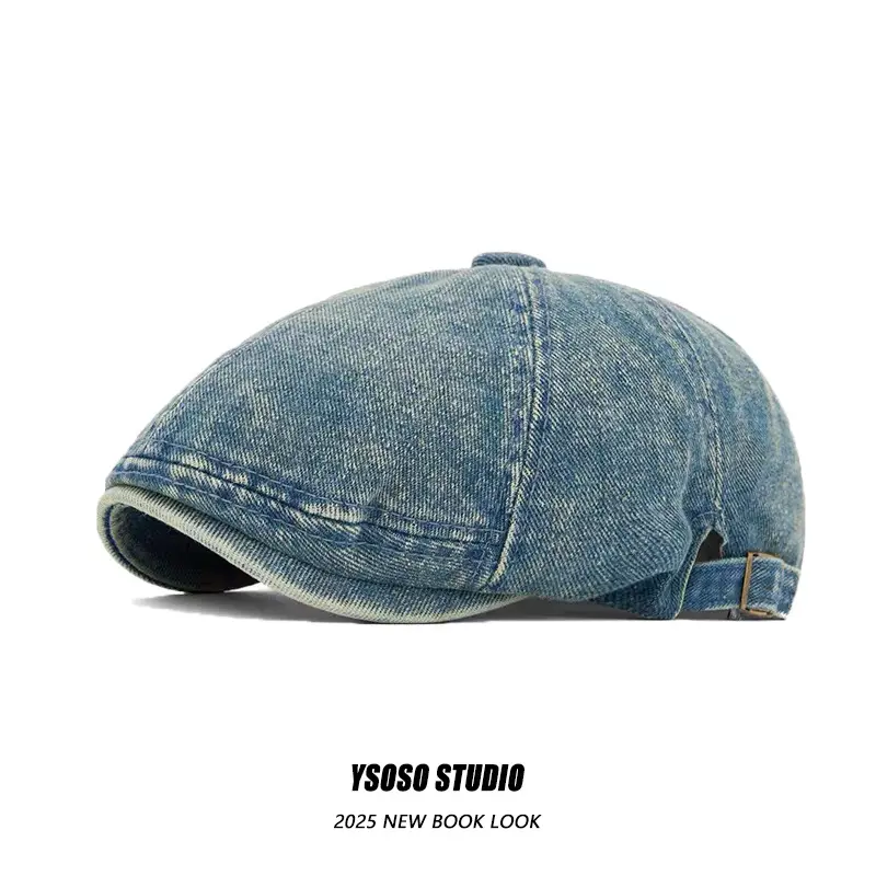 Japanese Style Denim Beret Women Summer Cap Men Forward Cap - Image 8
