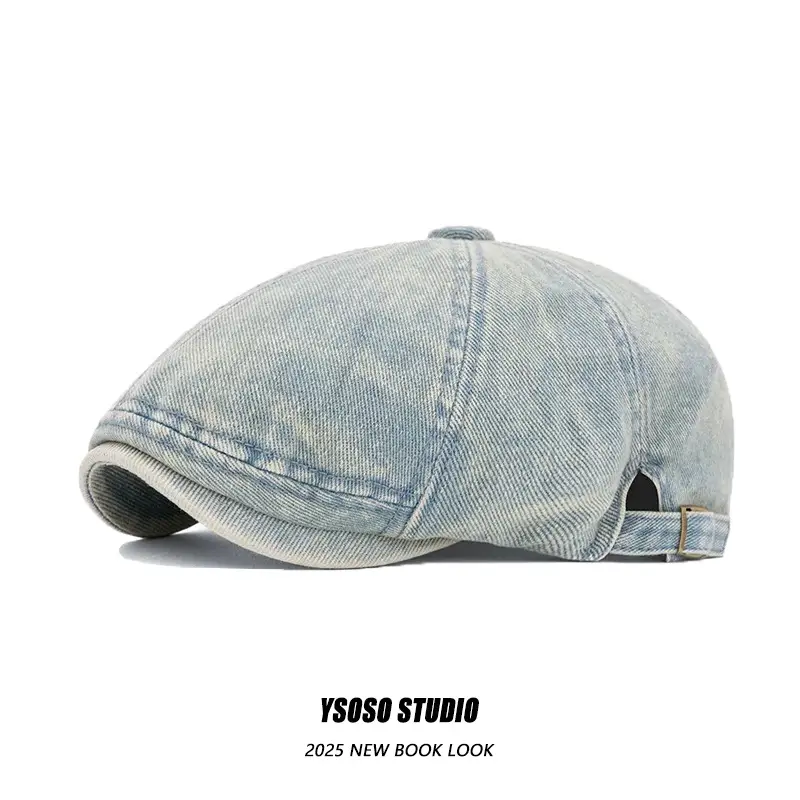 Japanese Style Denim Beret Women Summer Cap Men Forward Cap - Image 10
