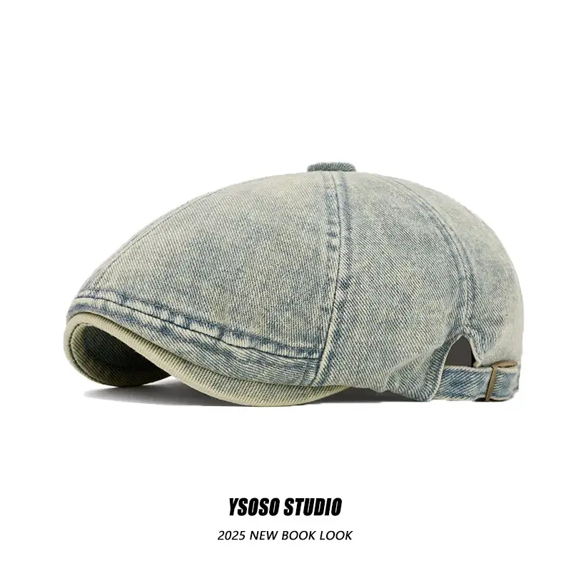 Japanese Style Denim Beret Women Summer Cap Men Forward Cap - Image 2