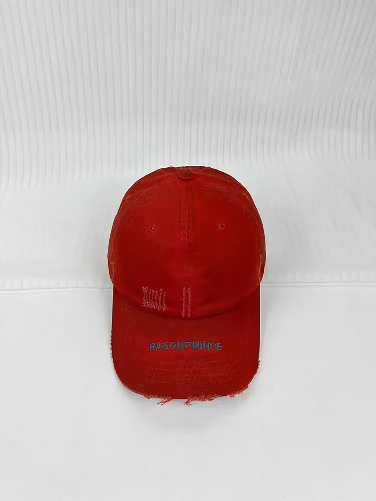 Women's Pink Distressed Baseball Cap with Brand Logo — feature 7