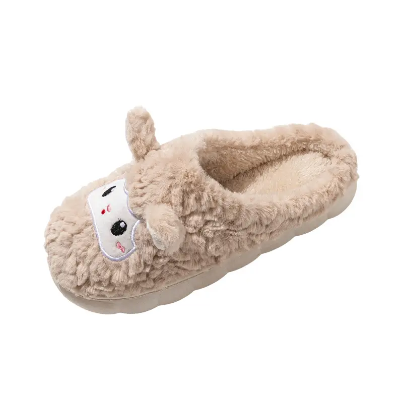 Cute Cartoon Fleece-Lined Cotton Slippers for Women 2025 Autumn and Winter New Indoor Home Soft-Soled Non-Slip Warm Furry Slippers - Image 8