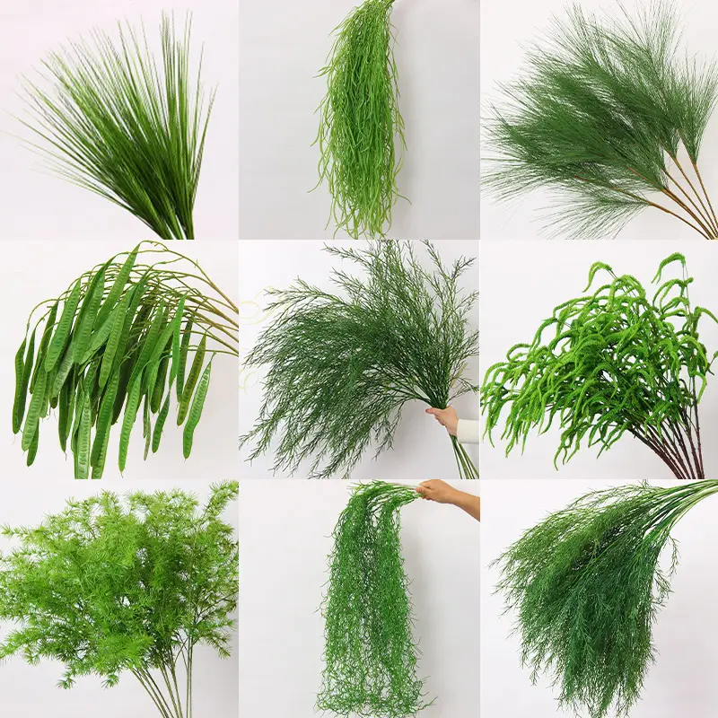 Artificial Green Plant Flowers for Weddings, Silk Flowers, Lily of the Valley, Dragon Whisker Grass, Wedding Flower Arrangements, Green Leaf Grass Decoration, Green Flowers