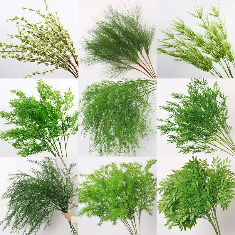 Artificial Green Plant Flowers for Weddings, Silk Flowers, Lily of the Valley, Dragon Whisker Grass, Wedding Flower Arrangements, Green Leaf Grass Decoration, Green Flowers