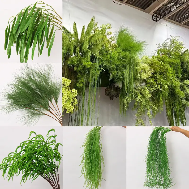 Artificial Green Plant Flowers for Weddings, Silk Flowers, Lily of the Valley, Dragon Whisker Grass, Wedding Flower Arrangements, Green Leaf Grass Decoration, Green Flowers