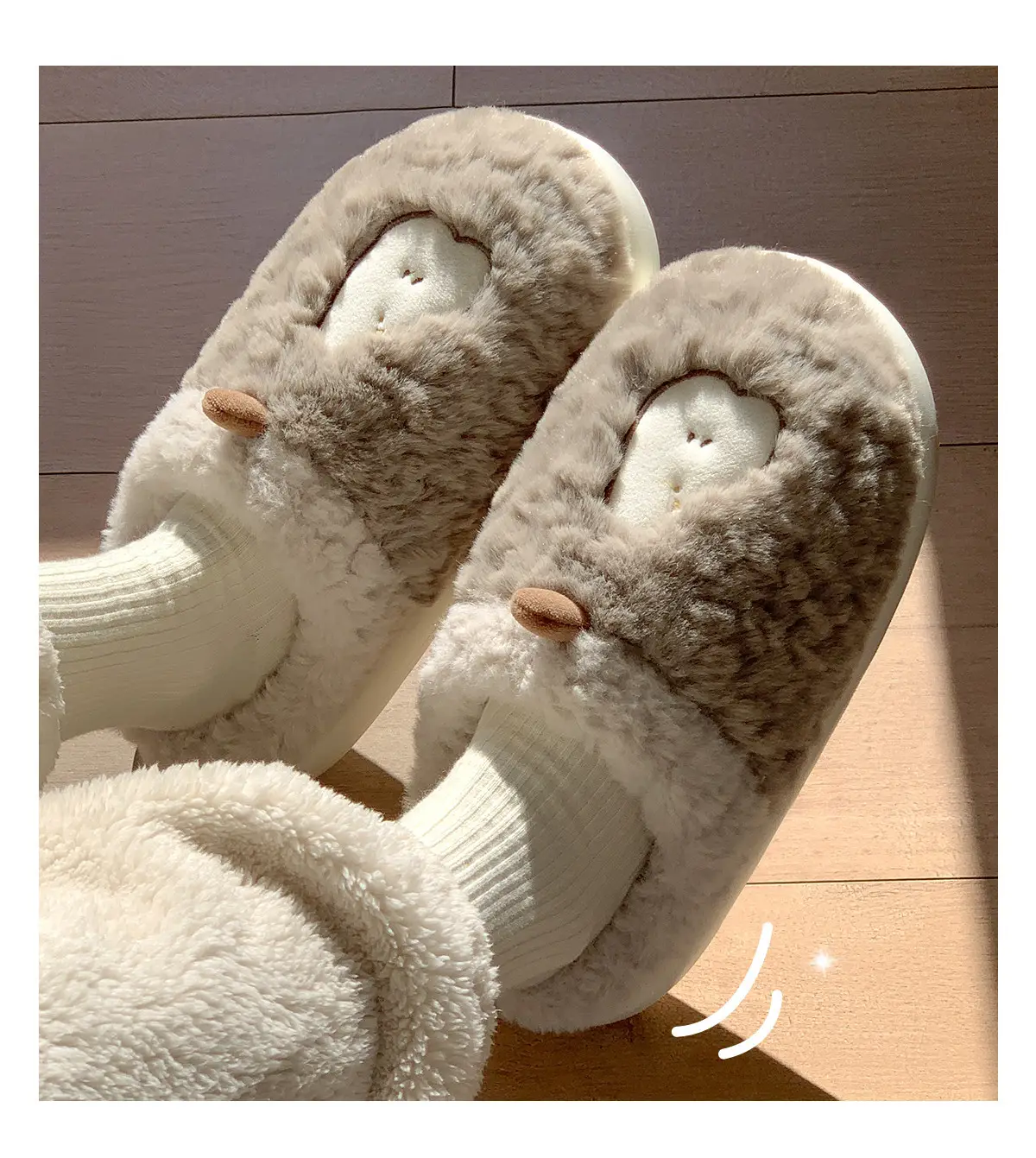 Cute Plush Cotton Slippers for Women Winter — feature 13
