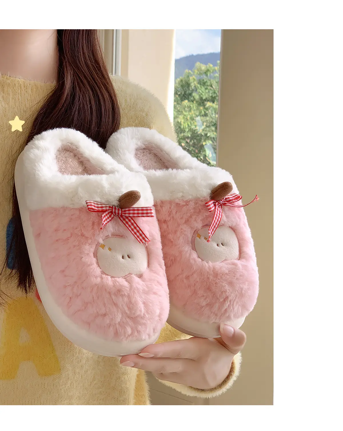 Cute Plush Cotton Slippers for Women Winter — feature 9