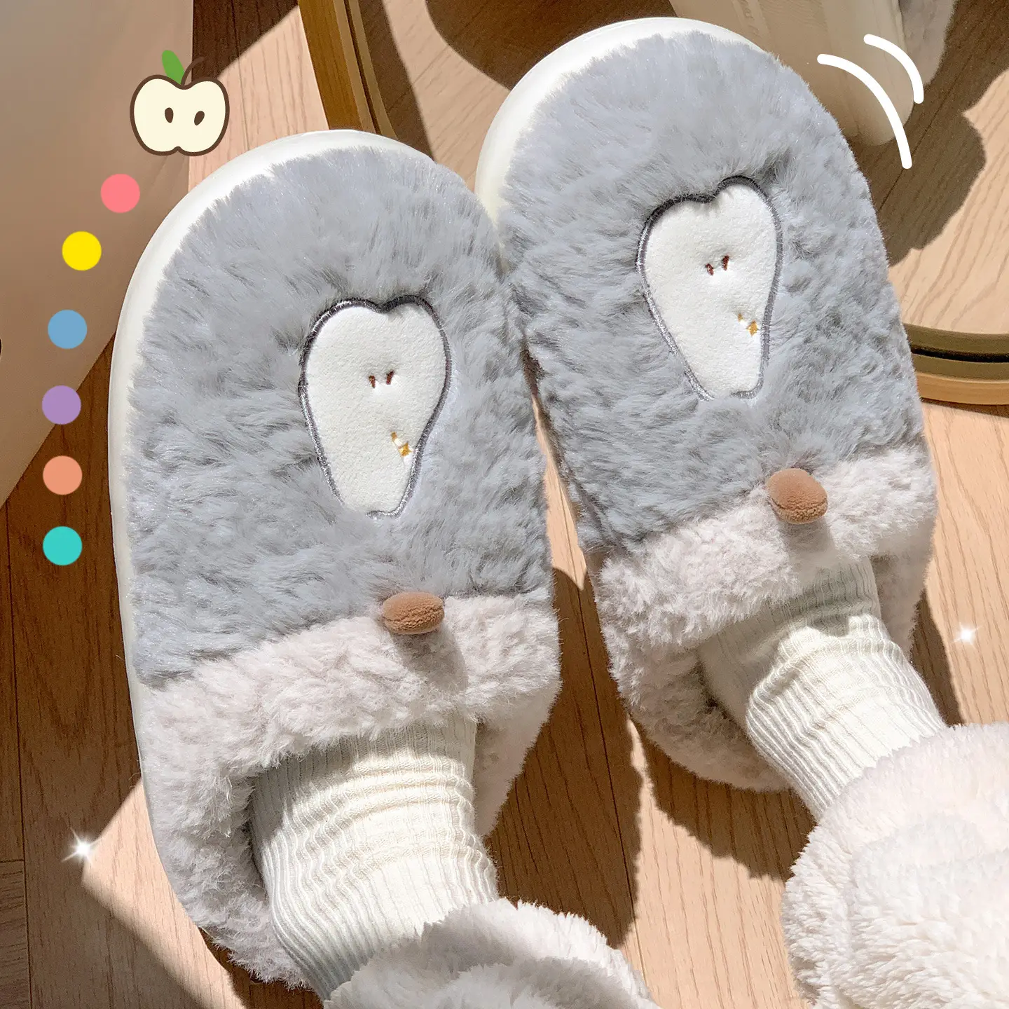 Cute Plush Cotton Slippers for Women Winter - Image 2