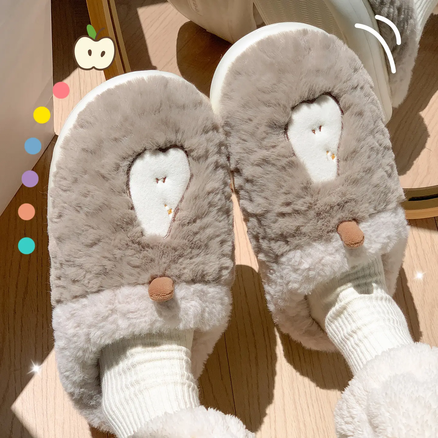 Cute Plush Cotton Slippers for Women Winter - Image 3