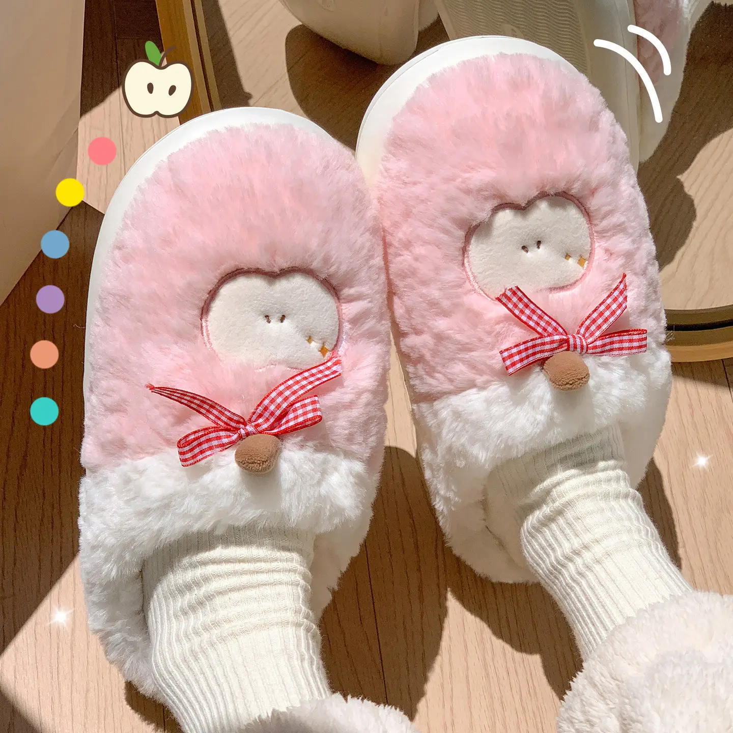 Cute Plush Cotton Slippers for Women Winter - Image 4