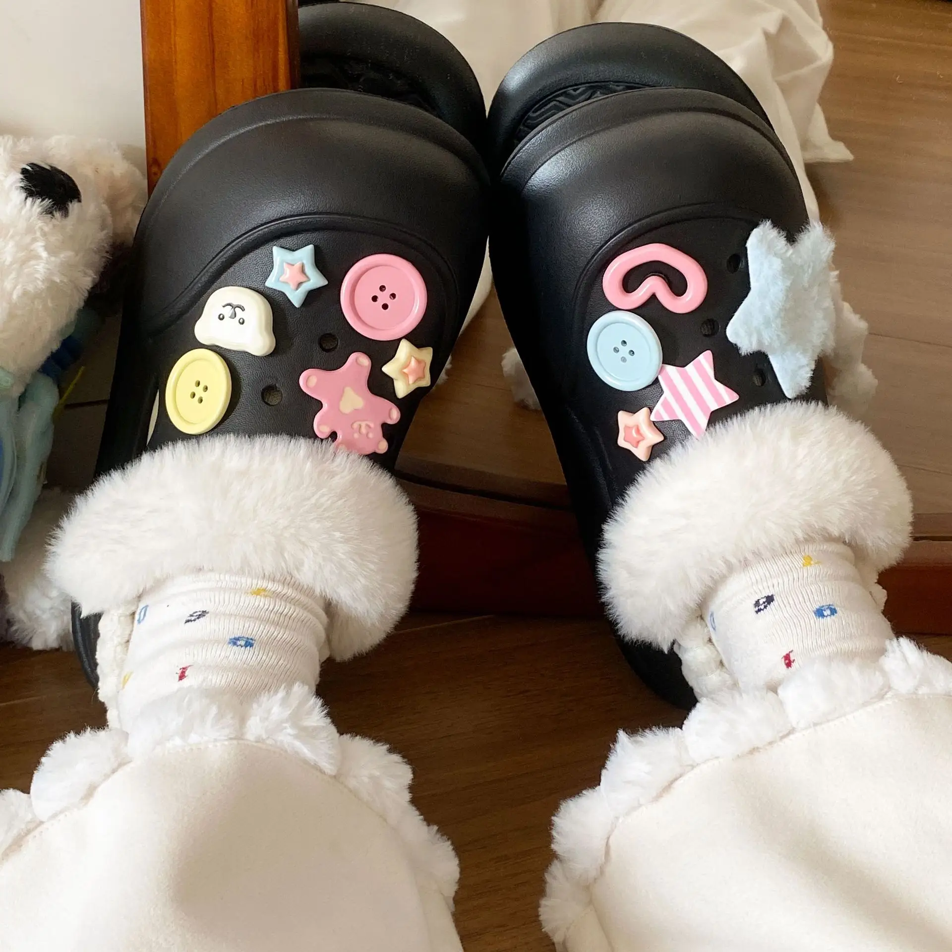 2025 Winter Cotton Slippers Women White Blue Star Decor - Image 7