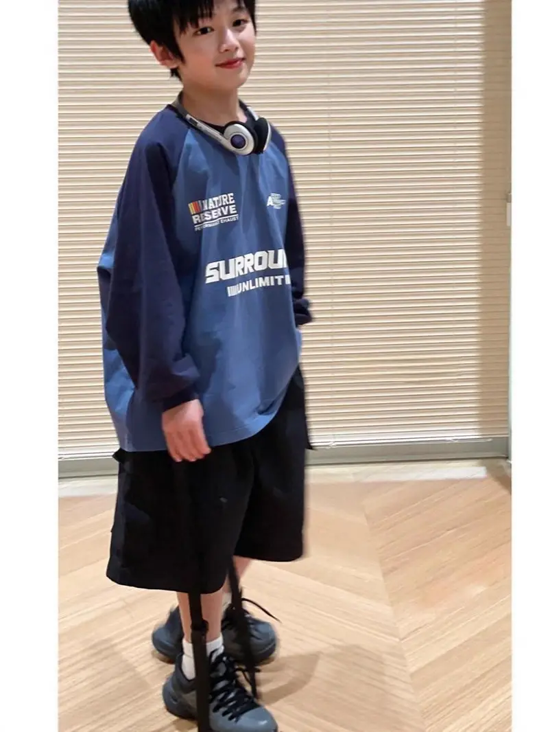 Children's Blue Pure Cotton Long Sleeve T-Shirt