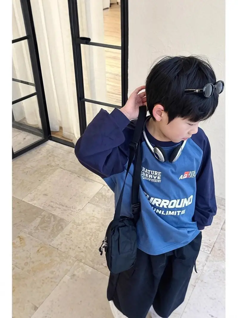 Children's Blue Pure Cotton Long Sleeve T-Shirt