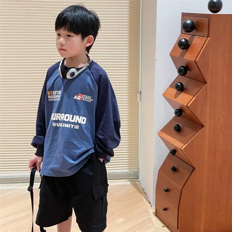 Children's Blue Pure Cotton Long Sleeve T-Shirt — feature 6