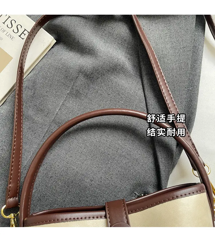 Women's Crossbody Bag Cream Brown Leather Design — feature 10