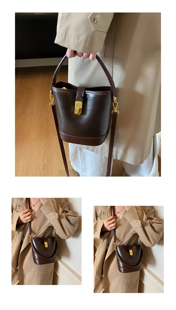 Women's Crossbody Bag Cream Brown Leather Design — feature 16