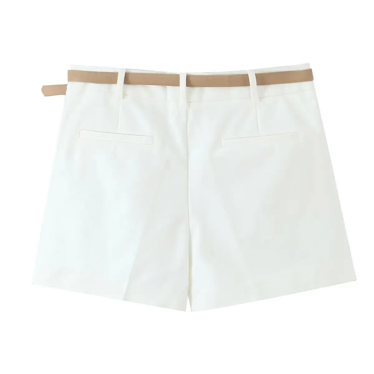 Elegant Women's Pleated Belt Shorts Cream 2025 - Image 5