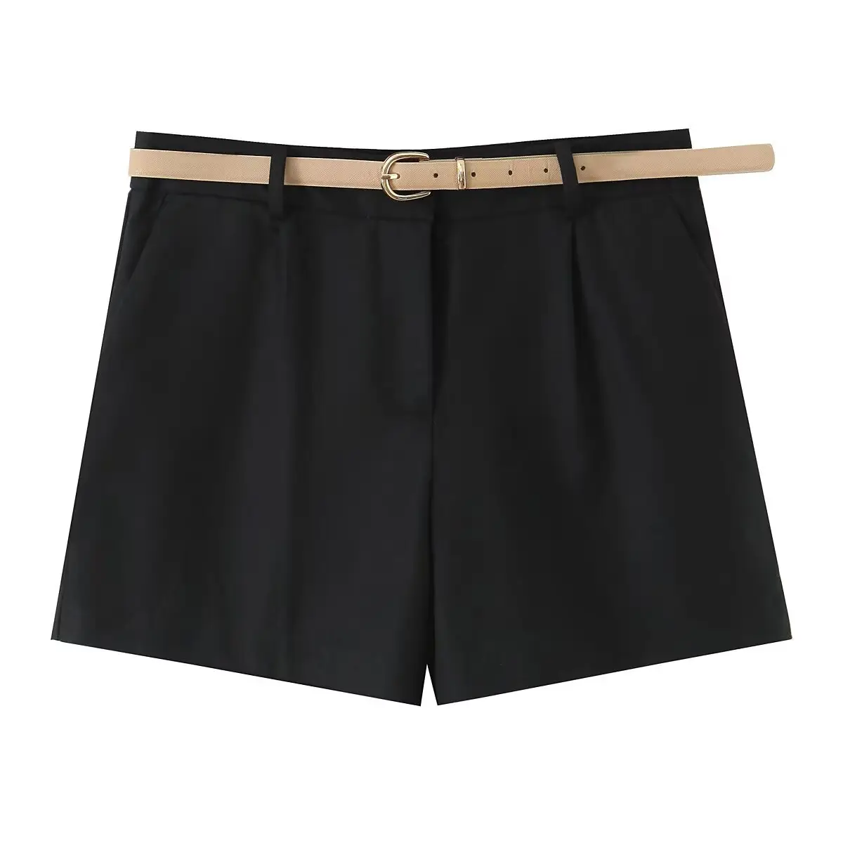 Elegant Women's Pleated Belt Shorts Cream 2025 - Image 3