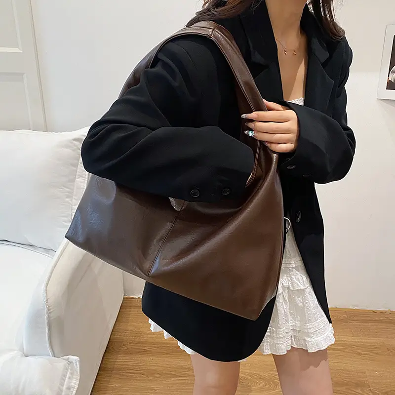 Brown Leather Shoulder Bag Large Capacity Women Autumn 2025 - Image 5
