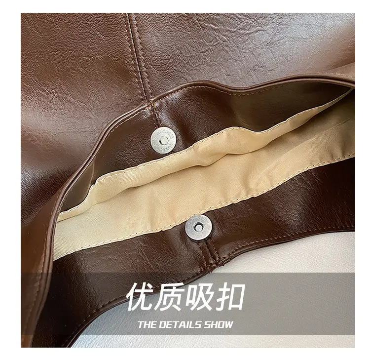 Brown Leather Shoulder Bag Large Capacity Women Autumn 2025 — feature 6