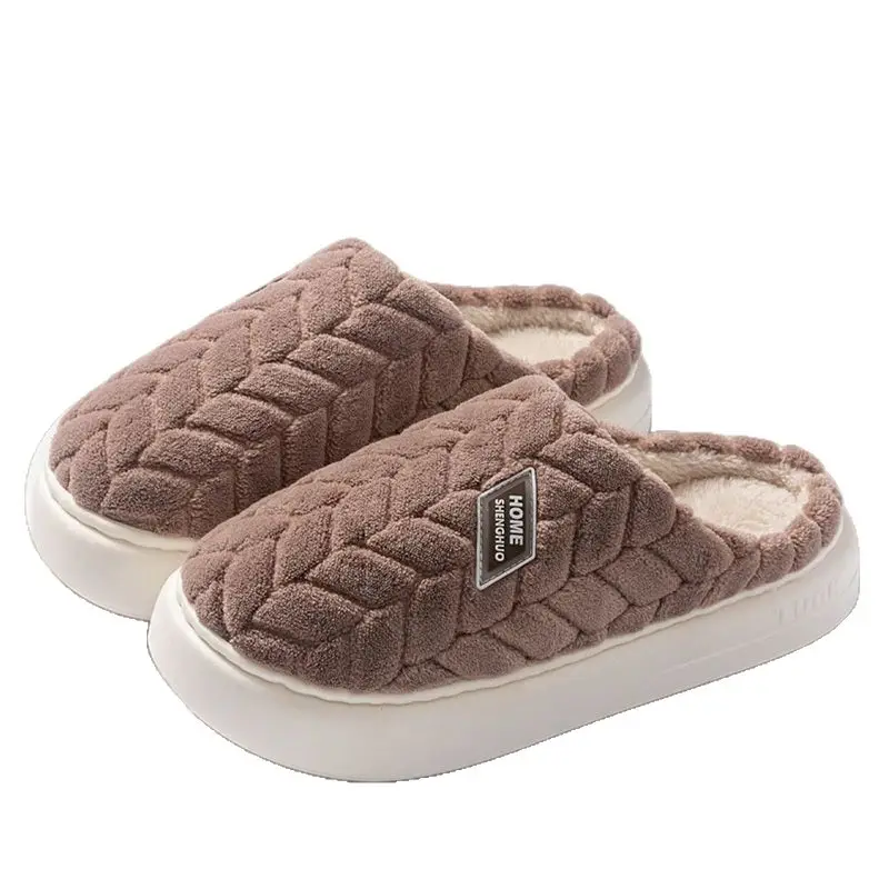 Stuffed Warm Cotton Slippers for Men 2025 New Autumn and Winter Indoor Home Non-Slip Thick-Soled Cotton Slippers for Women